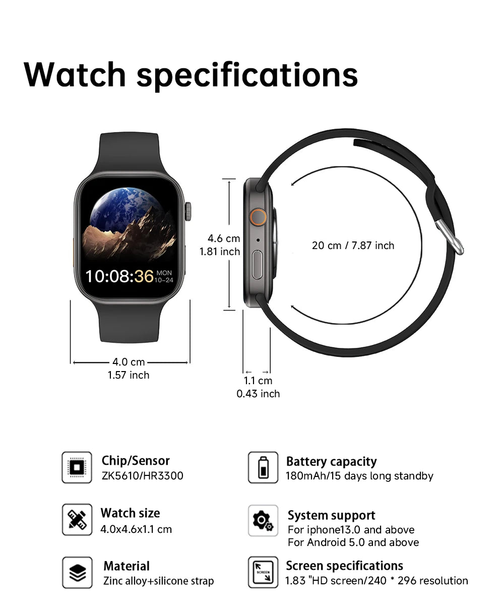 NEW Smartwatch 1.83"HD Screen Sleep&Health Monitoring Bluetooth Call Multi-Sport Modes Fashion Smart Watches for Women Men Gift