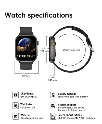 NEW Smartwatch 1.83"HD Screen Sleep&Health Monitoring Bluetooth Call Multi-Sport Modes Fashion Smart Watches for Women Men Gift
